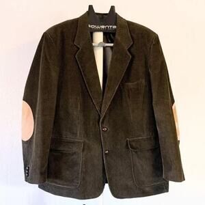 Vintage Members Only Corduroy Blazer 46R Elbow Patches Drk Academia Preppy Green